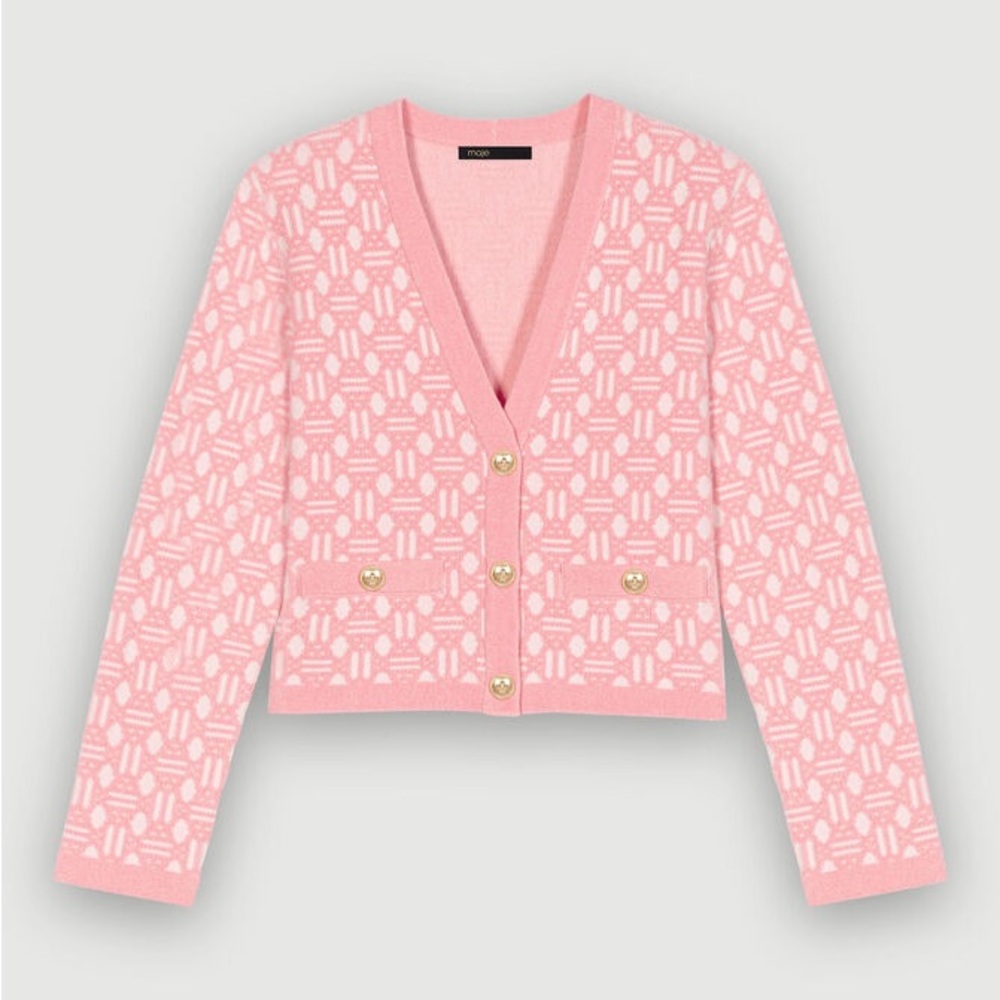 Maje PINK JACQUARD CARDIGAN